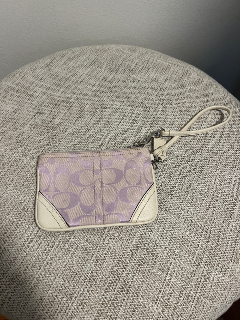 Coach Lilac Signature Wristlet with Chalk Trim